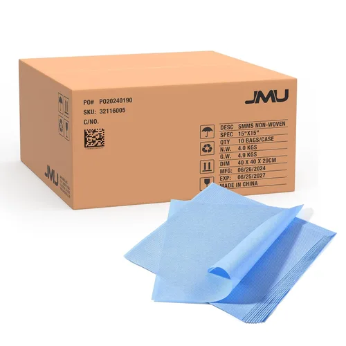Vista 10 de JMU Envoltura de esterilización autoclave CSR de 12 x 12 pulgadas, 50 piezas SMMS no tejidas, esterilización con vapor y EO, almohadillas azules