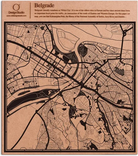 Vista 6 de O3 Design Studio Abu Dhabi - Mapa de corte de papel negro (12 x 12 pulgadas)