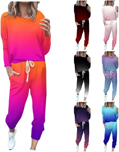 Vista 6 de Lounge Sets for Women Sweatsuits Sets Two Piece Outfit Long Sleeve Shirts and Pant Loose Workout Athletic Tracksuits