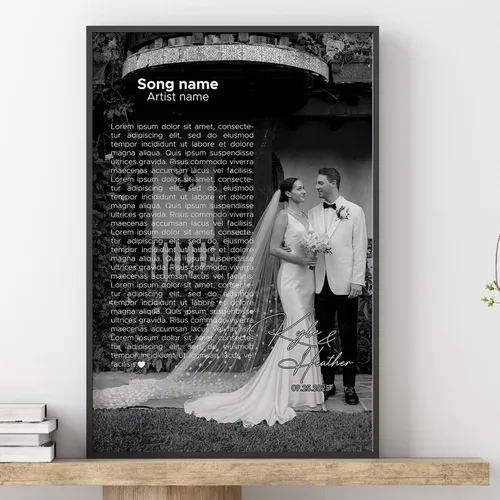 Vista 25 de Póster personalizado de lienzo de aniversario de boda, regalo personalizado, letrero de aniversario del año «Then and No», foto del 25 ° u otro