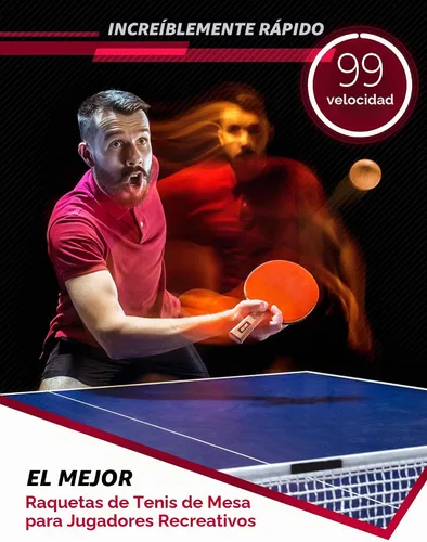 Vista 6 de Professional Ping Pong Paddle with ITTF Rubber and Carrying Case