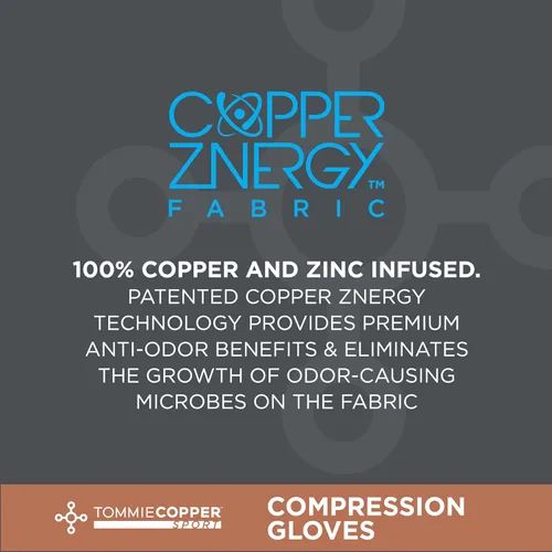 Vista 6 de Tommie Copper Compression Gloves,Copper-Infused,Fabric Gloves, Adjustable Fit,Palms & Fingers Support for Women and Men
