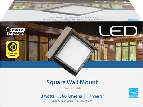 Vista 2 de Feit Electric S5sqwm/830/Ddbz 7.5 vatios 500 lúmenes 3000 Kelvin bronce atardecer a amanecer cuadrado llevó la luz de pared 3000K Blanco Cálido