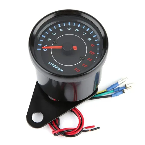 Vista 5 de Tacómetro electrónico universal con retroiluminación LED de 12 V, medidor de motocicleta de CC, construcción de aluminio, requiere instalación