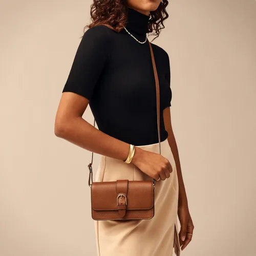 Vista 4 de Fossil Zoey - Bolso cruzado de piel con solapa grande o pequeña para mujer