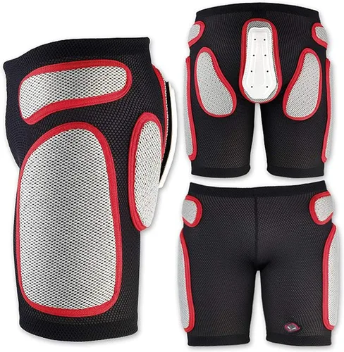 Vista 11 de UFO Plast Made in Italy - Pantalones cortos acolchados de plástico para snowboard, esquí, patinaje Negro con rojo Modelo: Sk09125