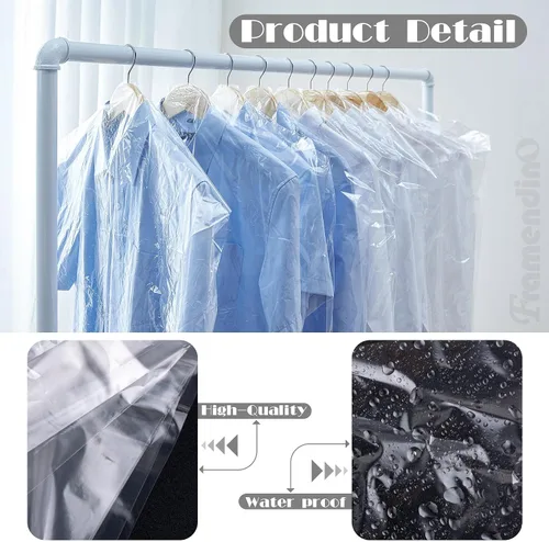 Vista 3 de Framendino, Paquete de 30 bolsas transparentes para ropa de limpieza en seco, fundas de plástico para colgar ropa, 3 tamaños 90/100/59.8 in