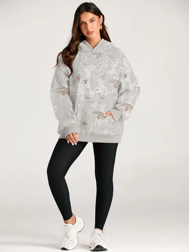 Vista 59 de Trendy Queen - Sudaderas extragrandes con capucha para mujer, suéteres de manga larga, sin botones, de vellón, de otoño, ropa de invierno