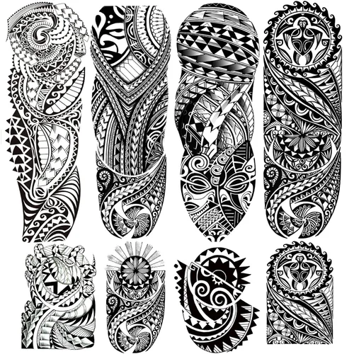 Vista 11 de Tatuajes temporales de Halloween, tatuajes temporales de 4 hojas de calavera de manga completa y 4 hojas de calcomanías de tatuaje de medio brazo