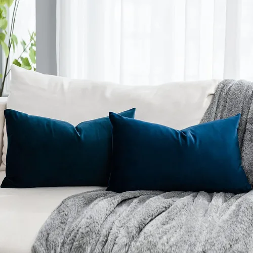 Vista 56 de Juego de 2 fundas de almohada decorativas de terciopelo de 14 x 14 pulgadas con cremallera, fundas de cojín cuadradas suaves y lisas de lujo