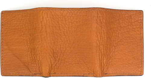 Vista 2 de Cartera de piel auténtica de búfalo Bison Trifold 9 tarjetas hecha a mano