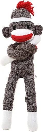 Vista 10 de Adorable Mono Calcetín, el Original Tradicional Juguete de Peluche de Animal Tejido a Mano, Regalo para Niños, Bebés, Adolescentes, Niñas y Niños