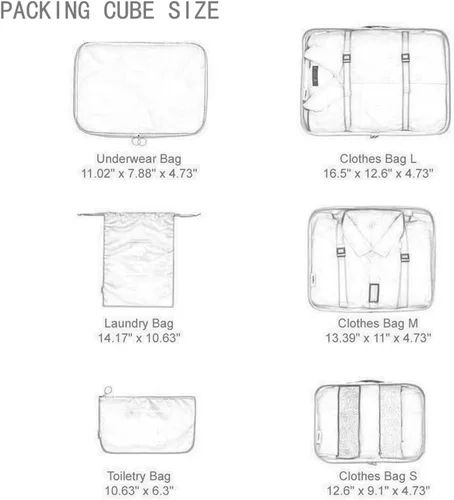 Vista 9 de Adwaita - Juego de 6 cubos organizadores de equipaje para viajes (rosa)