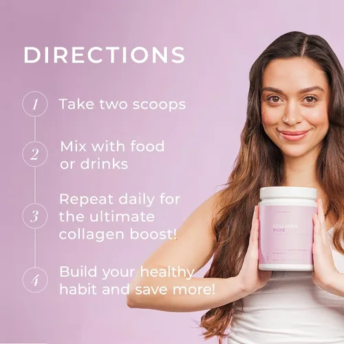 Vista 6 de Swedish Collagen Polvo de colágeno marino hidrolizado 10,000 mg por porción - 2 x 10.58 oz (21.16 oz en total) Péptidos puros sin sabor