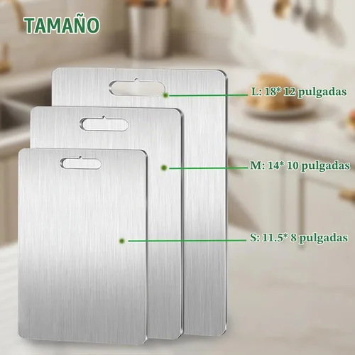 Vista 3 de Tablas de cortar para cocina, tablas de cortar de titanio 2026, tabla de cortar de metal antiadherente de doble cara para cortar carne, verduras