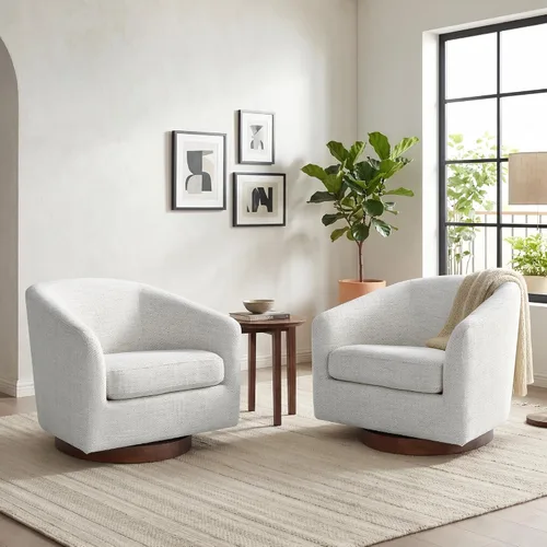 Vista 19 de CHITA Silla Giratoria de Acento, Silla Barrel Tapizada en Terciopelo con Certificación FSC para Sala de Estar, Completamente Ensamblada, Naranja