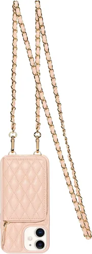 Vista 6 de LAMEEKU Funda tipo cartera diseñada para iPhone 12 Pro con tarjetero para tarjetas, funda tipo cartera acolchada de cuero para mujer, compatible
