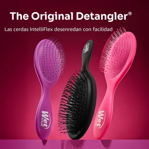 Vista 10 de Wet Brush - Cepillo desenredante Original, Gingham Dorado (Encanto Costero), cerdas ultrasuaves IntelliFlex que se deslizan a través de los nudos