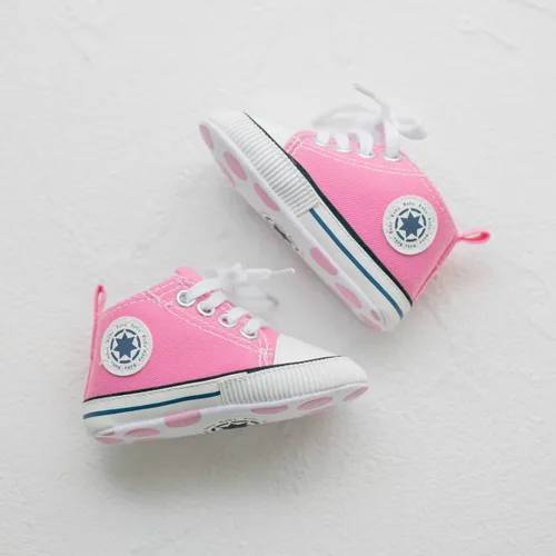 Vista 5 de KIDSUN - Zapatos deportivos unisex de caña alta para bebés, mezclilla de lona, suela antideslizante, suaves, para los primeros pasos