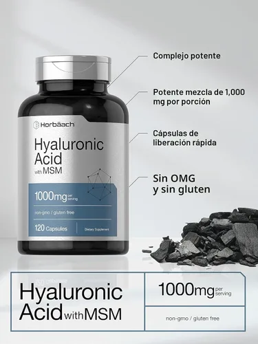 Vista 3 de Horbäach Ácido Hialurónico con MSM 1000 mg 120 Cápsulas
