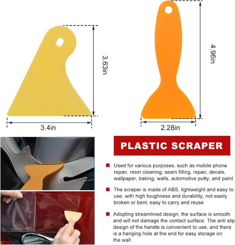Vista 4 de Kit de herramientas de envoltura de vinilo Dickno de 4 piezas con borde de fieltro, herramienta de envoltura de vinilo para auto, kit de tintado