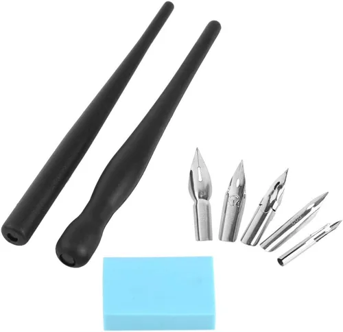 Vista 8 de Estink Manga Cartoon Comic - Juego de bolígrafos de caligrafía con 2 soportes para bolígrafos y 5 puntas de repuesto para dibujar y pintar