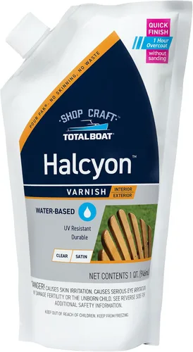Vista 18 de TotalBoat Halcyon - Barniz marino a base de agua Acabado de poliuretano para madera de secado rápido para barcos, muebles de exterior y Clear Gloss