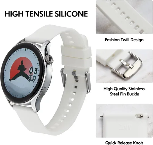 Vista 3 de Silicone Rubber Watch Bands, Stainless Steel Buckle, Quick Release, 7 Colors to Choose, 18mm 20mm 22mm