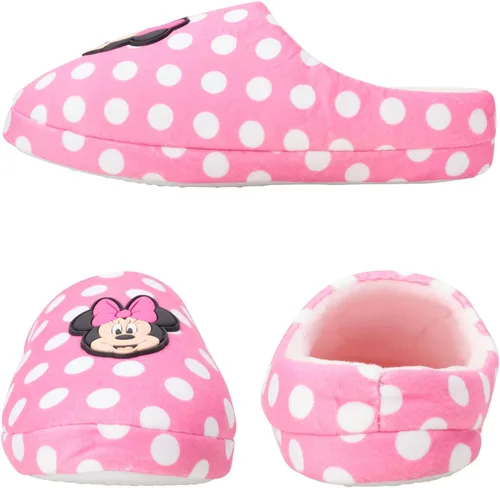 Vista 3 de Disney Girls' Minnie Mouse Slippers - Plush Fuzzy Slippers, Non-Skid Sole (ToddlerLittle GirlBig Girl)