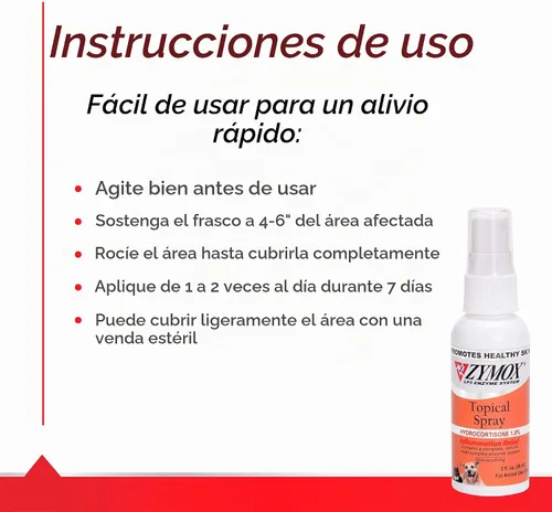 Vista 7 de Zymox Spray tópico para puntos calientes para perros y gatos con 1% de hidrocortisona, 2 onzas