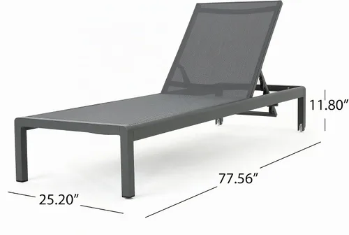 Vista 3 de Christopher Knight Home Cape Coral - Tumbonas de aluminio para exteriores con asiento de malla, juego de 2 piezas, gris y gris oscuro
