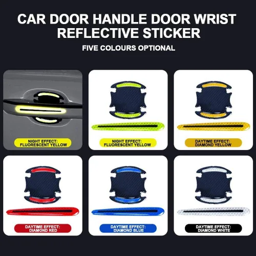 Vista 4 de 8 piezas universales de fibra de carbono 3D para manija de puerta de automóvil, protector de arañazos, cubierta protectora de película protectora