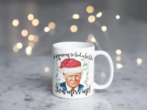 Vista 4 de Trump - Taza de café divertida de Navidad, linda idea de regalo de amor, inspiración, motivación de corazón, 11 onzas, taza de té de cerámica blanca