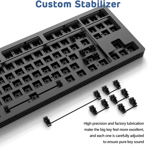 Vista 6 de Teclado mecánico modular RGB de 87 teclas, 80% TKL 5.02.4Gteclado para juegos con cable, kit de bricolaje, enchufes de interruptor de intercambio