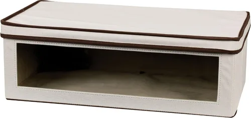 Vista 16 de Household Essentials 111 Caja de almacenamiento con tapa y asa, lona beige natural, tamaño mediano, ribete natural