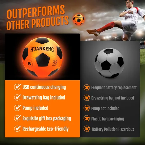 Vista 5 de HuanKeng Upgrade Rechargeable Glow in The Dark Ball Toys Birthday Gifts for 6 7 8 9 10 11 12 13 14 15 Year Old Boys, Sports and Outdoors Light Up