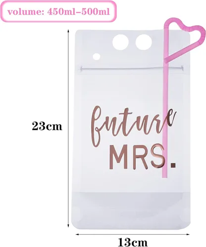 Vista 7 de Patelai 16 vasos para bebidas de despedida de soltera con pajilla, bolsas desechables de jugo de 17 onzas, vasos desechables para bodas y despedidas
