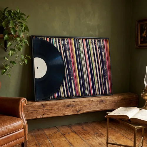 Vista 39 de LuxeWood Arte de Pared Musical en Lienzo - Impresiones Temáticas Musicales Medianas y Grandes para Sala de Estar, Oficina, Estudio, Airbnb