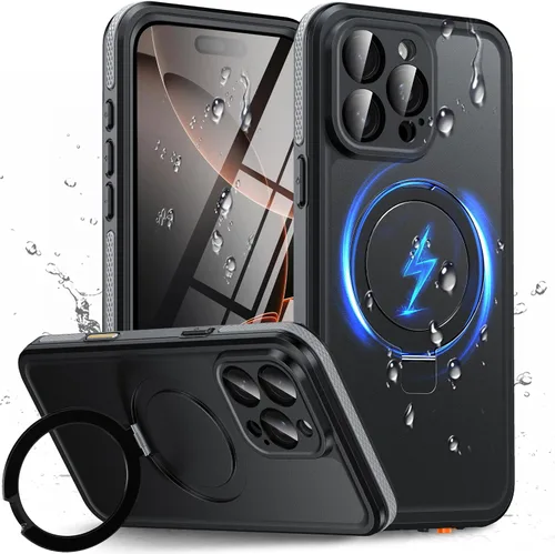 Vista 26 de Oterkin Funda magnética impermeable para iPhone Air con [protector de pantalla integrado] [soporte invisible] [compatible con MagSafe]
