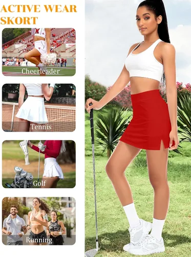 Vista 5 de Falda de tenis para mujer, pantalón deportivo para golf, entrenamiento, deportes, correr, pantalones cortos con bolsillos, ropa deportiva