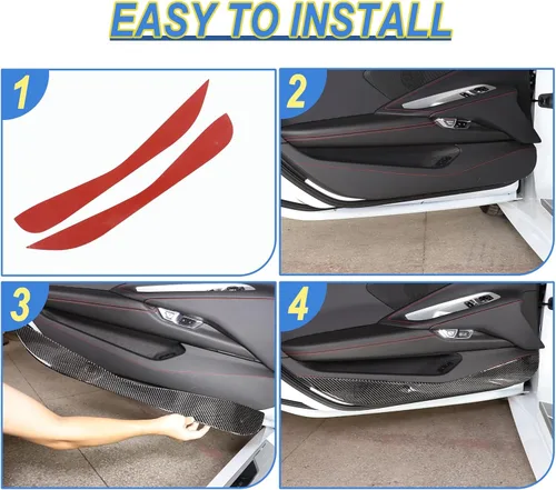 Vista 5 de Kit antipatadas de fibra de carbono real 3D suave para moldura de panel de puerta interior de automóvil, compatible con Corvette C8 Stingray Z06 Z51