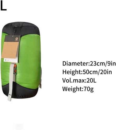 Vista 2 de Saco de compresión para acampar para saco de dormir, accesorios 20D, impermeable, bolsa de almacenamiento ultraligera para exteriores