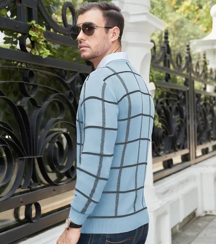 Vista 38 de MAGNIVIT Suéteres de punto de diseño básico para hombre, de algodón, suave, cuello redondo, para otoño e invierno