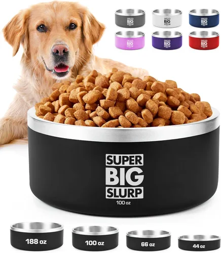Vista 8 de Tuff Pupper Tazón Aislado de Servicio Pesado para Perros Plato de Comida para Perros de Acero Inoxidable de Doble Pared Tazón Antideslizante a