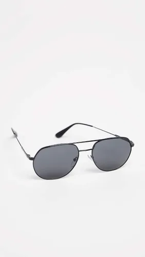 Vista 4 de Prada PR 55US 1AB5S0 Black Metal Pilot Sunglasses Grey Lens