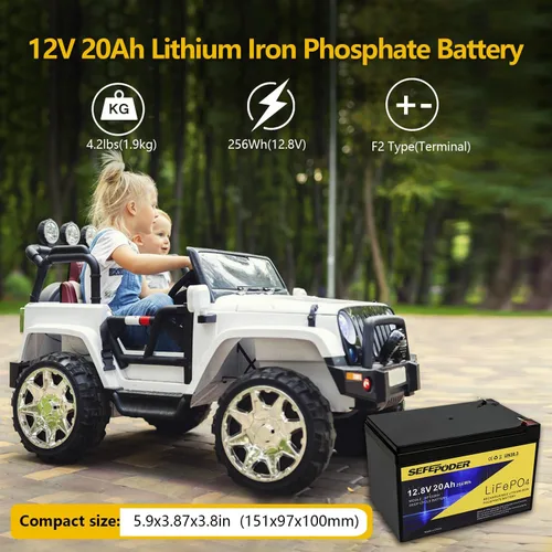 Vista 5 de SEFEPODER Batería de ciclo profundo LiFePO4 de litio de 12V 20Ah 2
