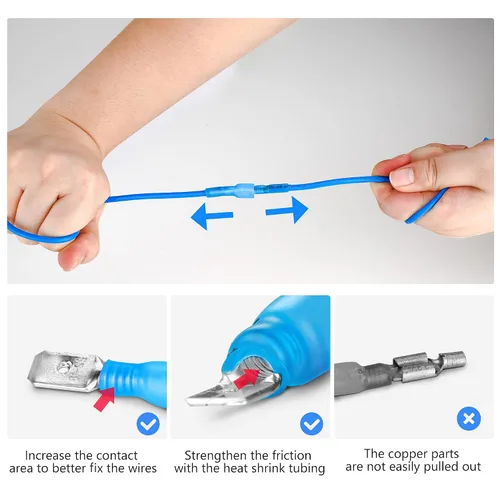 Vista 4 de Kuject 90 piezas conectores de alambre termorretráctiles, kit de terminales de cable eléctrico impermeables multiusos, conectores de crimpado
