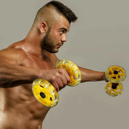 Vista 9 de Kisangel Juego de ruedas de doble Ab Roller para entrenamiento de núcleo, equipo de ejercicio abdominal portátil con agarre de espuma para gimnasio