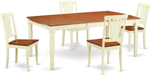 Vista 15 de East West Furniture DOAV9-BCH-LC - Juego de mesa de comedor de 9 piezas, incluye una mesa rectangular de madera con hoja de mariposa y 8 sillas