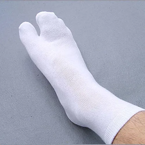 Vista 7 de rosenice 3 pares de calcetines elásticos de algodón Tabi Toe (blanco + gris + negro), Blanco gris negro